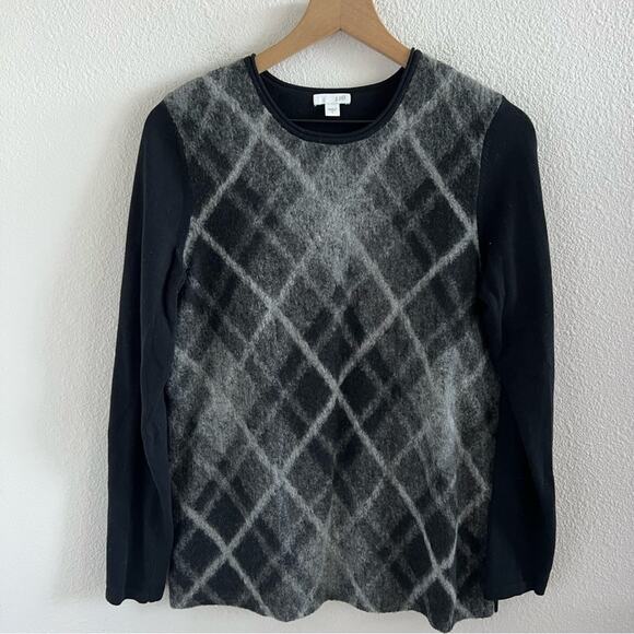 J. Jill Contrast Wool Blend Front Panel Sweater Top Blouse Small - Picture 1 of 6